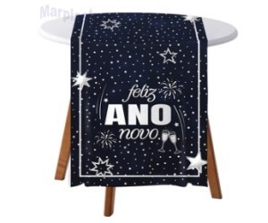 NATAL TRILHO DE MESA ANO NOVO PRATA TECIDO