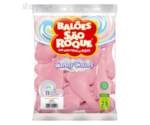 BALÃO SÃO ROQUE  TAMANHO 11 C/25 UNIDADES CANDY COLORS ROSA