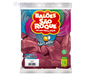 BALÃO SÃO ROQUE - TAMANHO 16 - C/10 UNIDADES - METALIC ROSA
