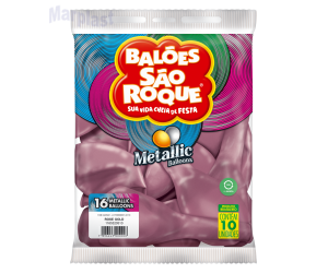 BALÃO SÃO ROQUE - TAMANHO 16 - C/10 UNIDADES - METALIC ROSE GOLD