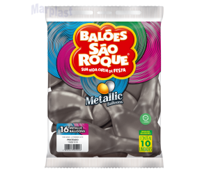 BALÃO SÃO ROQUE - TAMANHO 16 - C/10 UNIDADES - METALIC PRATA