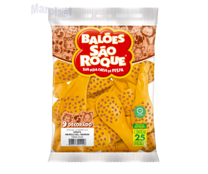 BALAO SAO ROQUE 9 C/25 UNIDADES -  SAFARI GIRAFA AMARELO SOL/ MARRON