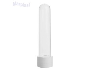 TUBO GRANDE 13CM C/TAMPA PLASTICA BRANCO C/10 UNIDADES