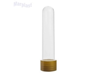 TUBO GRANDE 13CM C/TAMPA PLASTICA DOURADO C/10 UNIDADES