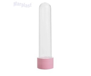 TUBO GRANDE 13CM C/TAMPA PLASTICA ROSA BB 10 UNIDADES