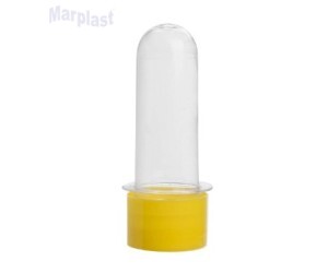 TUBO PEQUENO 8CM C/TAMPA PLASTICA AMARELO 10 UNIDADES