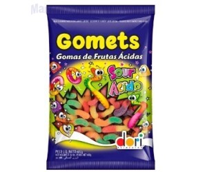 BALA DE GOMA MINHOCA FRUTAS ACIDO 600GR DORI