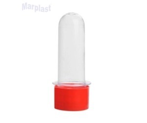 TUBO PEQUENO 8CM C/TAMPA PLASTICO VERMELHO 10 UNIDADES