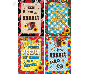 JUNINA CARTAZ DECORATIVO ARRAIA C/04 UNIDADE